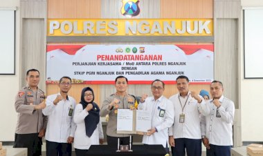 Tingkatkan-Sinergitas-Kapolres-Nganjuk-Tandatangani-MoU-dengan-STKIP-PGRI-dan-Pengadilan-Agama