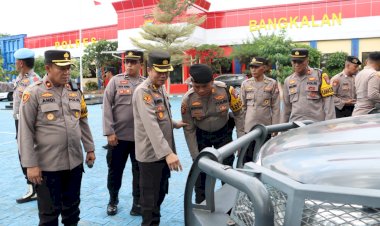 Jelang-Coblosan-Pilkada-Serentak-2024,-Birolog-Polda-Jatim-Cek-Ranmor-dan-Almatsus-Polres-Bangkalan